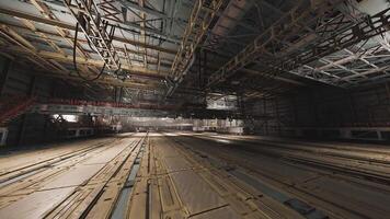 CGI Large industrial warehouse with overhead cranes and spacious floor area video