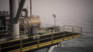 CGI Oil rig platform operating over calm ocean waters during daylight hours video