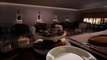 CGI Delicious pastries and coffee served in an elegant cafe setting video