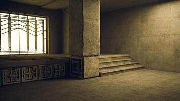 CGI Modern interior design with textured walls and simple architectural forms video