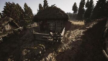 CGI Rustic cottage in a serene forest setting surrounded by nature video