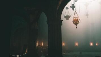 CGI Light filters through archways in an ancient, atmospheric space video