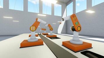 A robot arm is in a room with a large window video