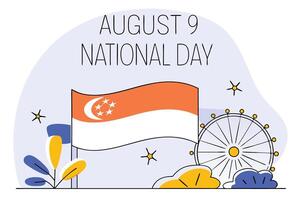 Singapore national day august 9th celebration illustration featuring patriotic designs and typography vector