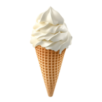 Vanilla soft serve ice cream cone isolated on transparent background png