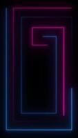 Vertical frame of a neon animation with a spiral box and running animation. Loop playback background video