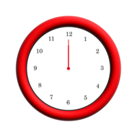 Red-Framed Clock Illustrating Twelve O'Clock, Time Management and Punctuality Concept png