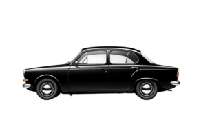 Sleek Black Classic Car Side Profile, Elegant Vintage Automobile Isolated on Transparent Background, Nostalgic Mood png