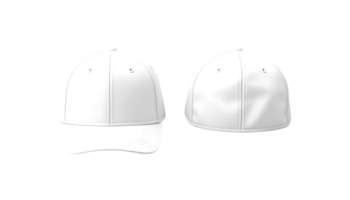 Clean White Baseball Cap Mockup Two Angles, Front and Back View, on Transparent Background, Perfect for Branding and Design Projects. png