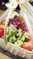 Fresh fruit display with elegant decoration at a gathering video