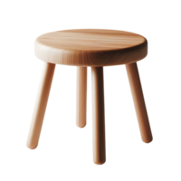 Rustic Charm A Simple Wooden Three-Legged Stool for Farmhouse Decor, Adding a Touch of Warmth to Any Room png