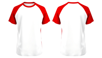 Stylish Red and White Raglan T-Shirt Mockup Front and Back Views for Design Inspiration and Branding png
