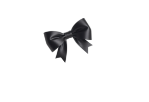 Elegant Black Satin Bow Isolated on Transparent Background, Perfect for Design Projects, Adds a Touch of Sophistication and Style png