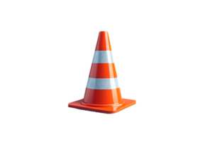 Vibrant Orange Traffic Cone Standing Alone on Transparent Background, Safety Symbol, Construction Site, Caution, Alert png