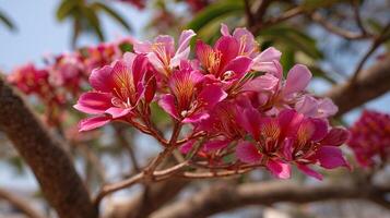 Realistic close up flower wallpaper on tree with beautiful light photo
