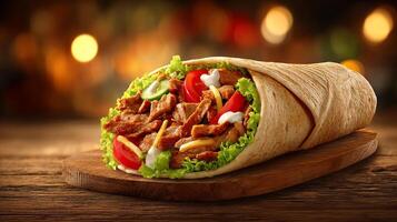 Food image of rolled beef chicken shawarma photography photo