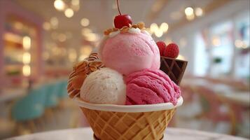 Frozen dessert captured with realistic creamy detail image photo
