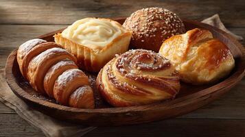 Rustic pastries captured in sharp detail image photo