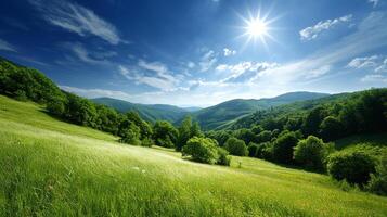 High resolution summer valley scene with bright textures photo