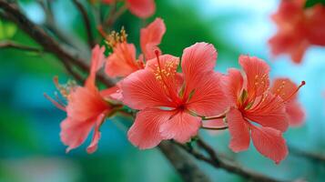Tree branch flower glowing with soft beautiful wallpaper setting photo