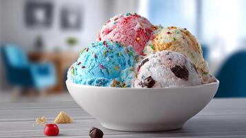 Ice cream with realistic creamy soft style image photo
