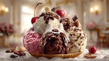 Creamy dessert captured in soft detail image photo
