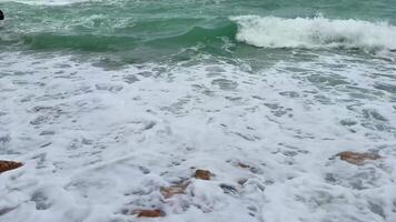 The ocean waves crash dramatically against a rugged and untamed shoreline, creating a truly tranquil coastal scene photo