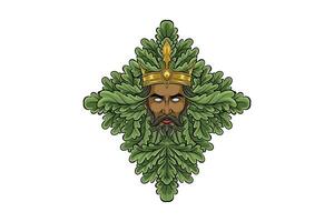 Regal forest king surrounded by leaves vector