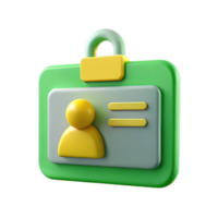 3d render of green id card icon isolated on transparent background png