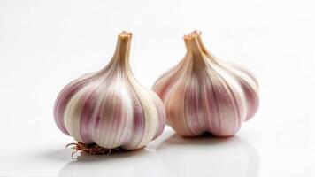 Fresh Isolated Garlic Cloves on White Background photo