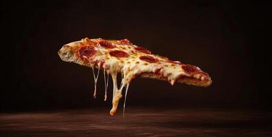 A delicious pepperoni pizza slice with melted cheese photo