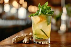 Refreshing Pineapple Mint Lime Ginger Cocktail photo