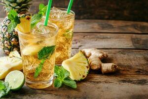 Refreshing Pineapple Ginger Mint Iced Tea Drinks photo