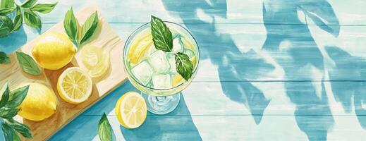 Refreshing Lemonade Drink With Lemons and Mint photo