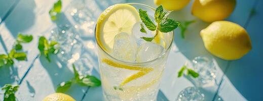 Refreshing Iced Lemonade with Mint Garnish photo