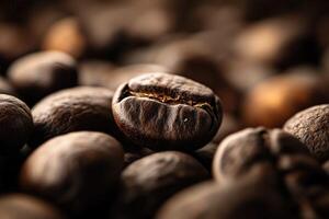 Roasted Coffee Beans Close Up Macro View photo