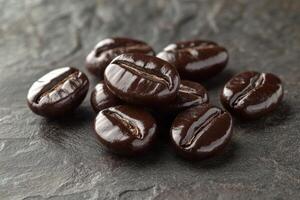 Roasted Coffee Beans On Dark Background photo