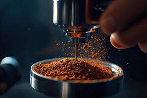 Espresso Extraction Showing Coffee Grounds and Brew photo