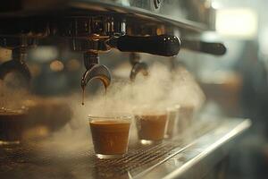 A coffee machine is making coffee photo