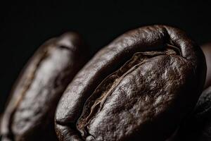 Close Up Of Roasted Coffee Beans Dark Background photo