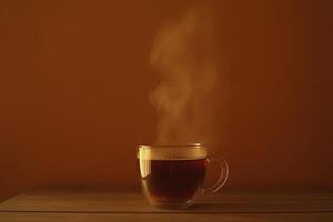 A cup of hot coffee on a table photo