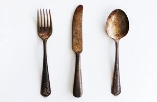 Antique Silverware Set Fork Knife Spoon photo
