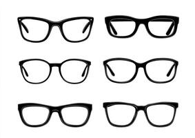 Set of glasses on white background photo