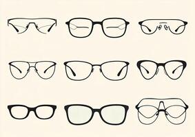 Nine Different Styles Of Eyeglass Frames Shown photo