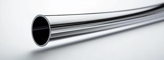 Polished Metal Tube Curved On White Background photo