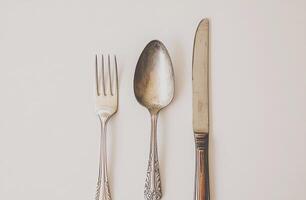 Silverware on white background photo