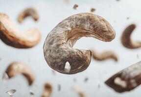 Roasted Cashews Falling In Slow Motion photo