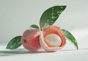 Lychee fruit with leaves a vibrant summer scene photo