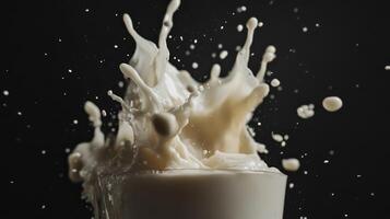 Milk Splashing Into A Glass A Creamy White Delight photo