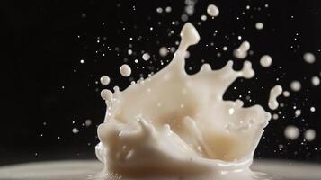 Milk Splashing Against Dark Background photo